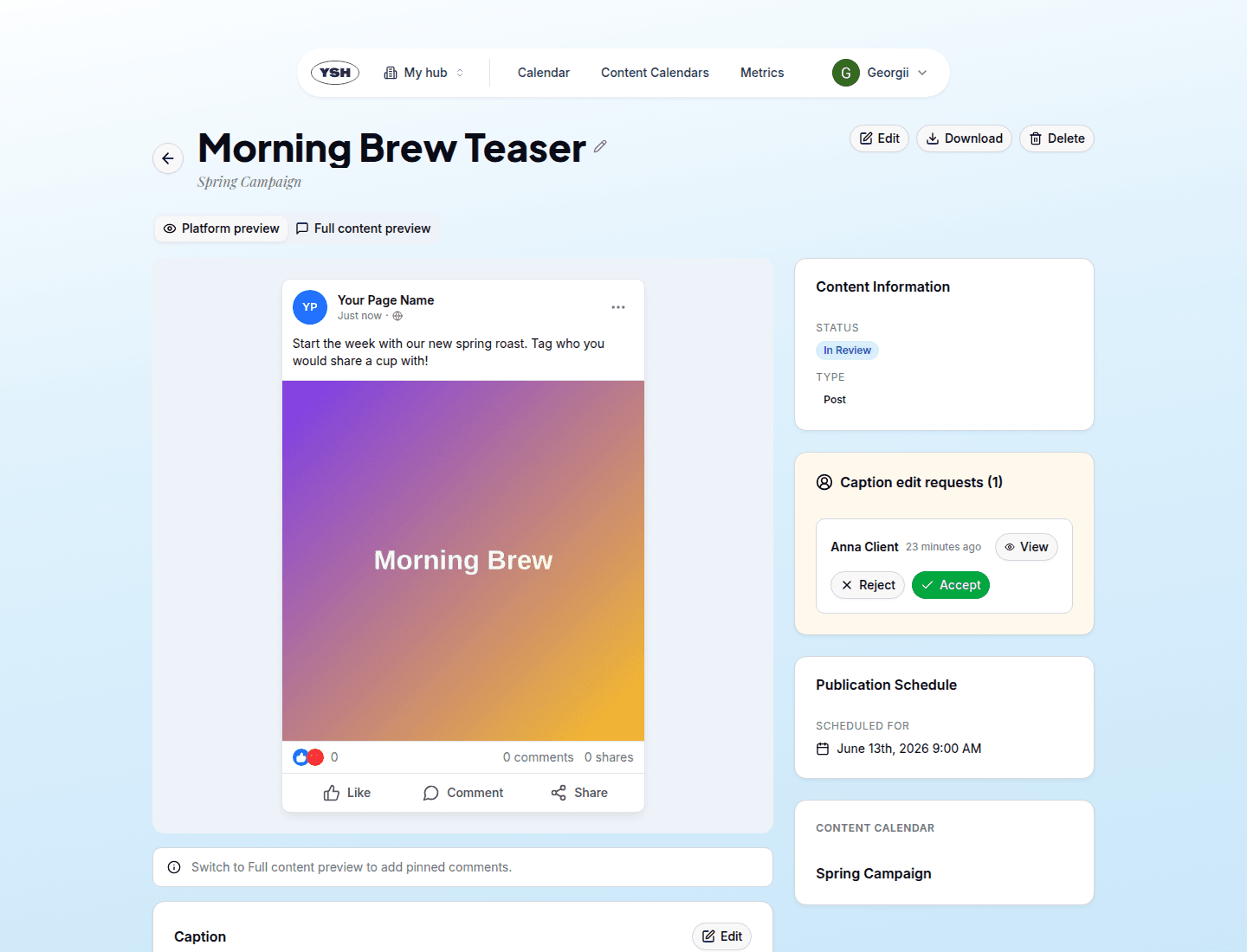 Content detail page