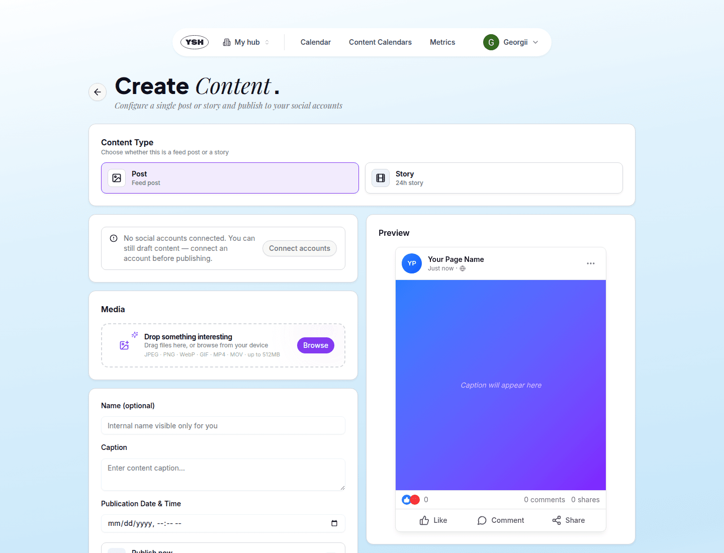 Create content form