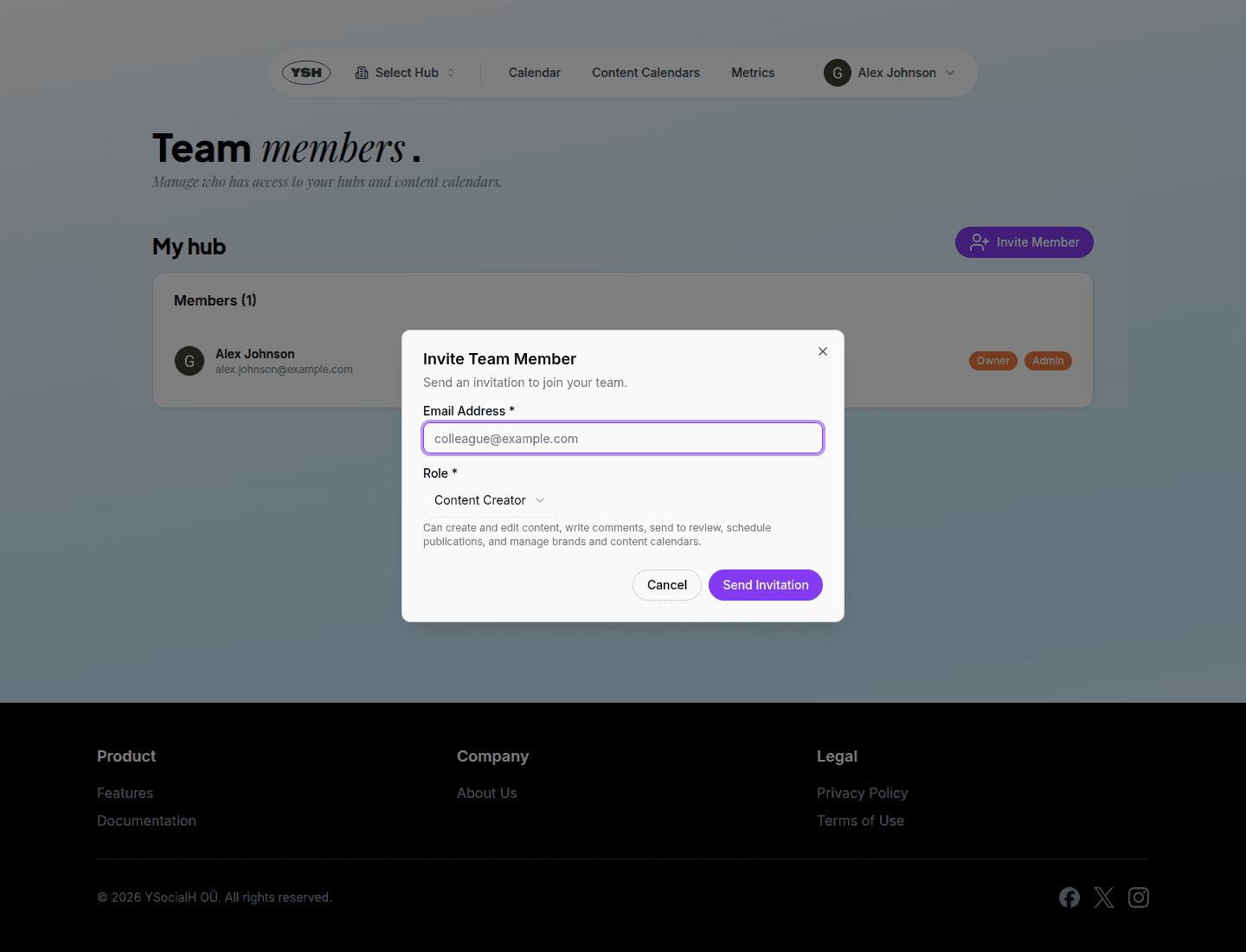 Invite member dialog