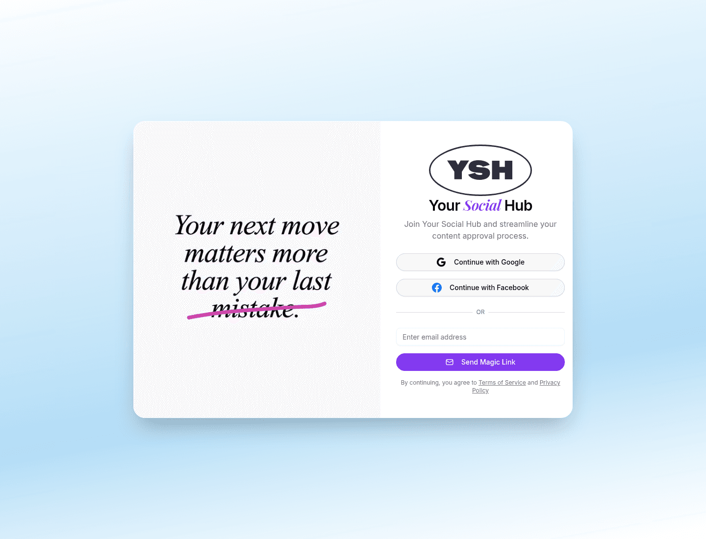 Sign-up page