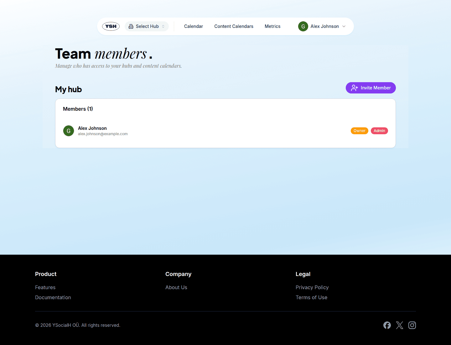 Team members page